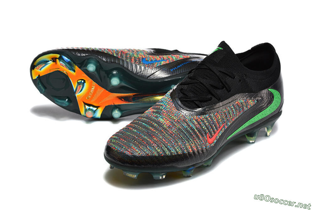 Unisex Nike Phantom 6 Elite High FG Football Boots - Black/Electric Green/Red Blaze 3