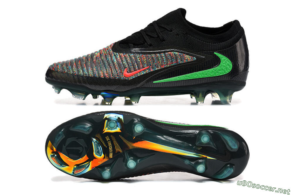 Unisex Nike Phantom 6 Elite High FG Football Boots - Black/Electric Green/Red Blaze 1