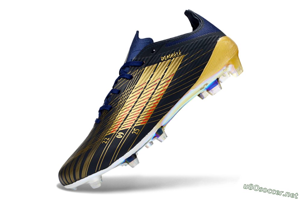 Unisex Dembélé x Adidas F50 Elite FG Football Boots - Navy/Gold Rush/Shimmering Ocean 6