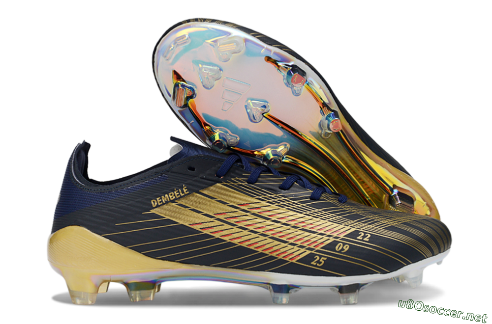 Unisex Dembélé x Adidas F50 Elite FG Football Boots - Navy/Gold Rush/Shimmering Ocean 2