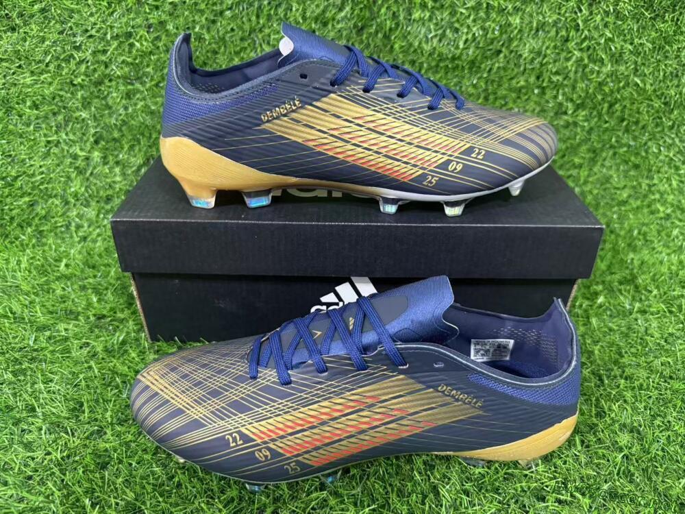 Unisex Dembélé x Adidas F50 Elite FG Football Boots - Navy/Gold Rush/Shimmering Ocean