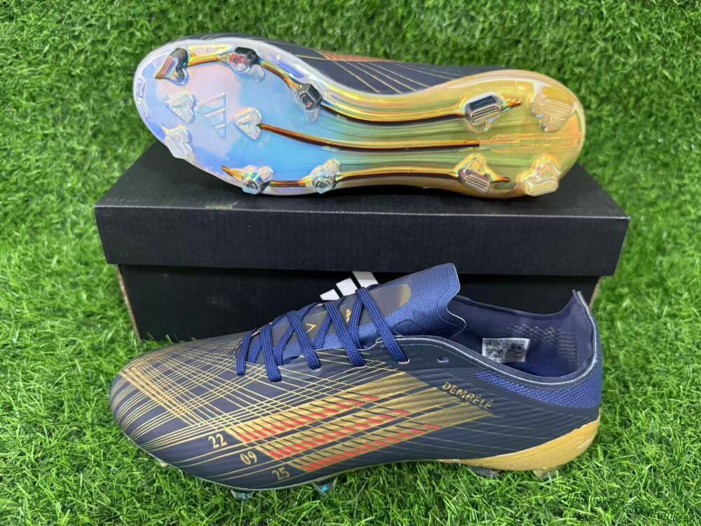 Unisex Dembélé x Adidas F50 Elite FG Football Boots - Navy/Gold Rush/Shimmering Ocean