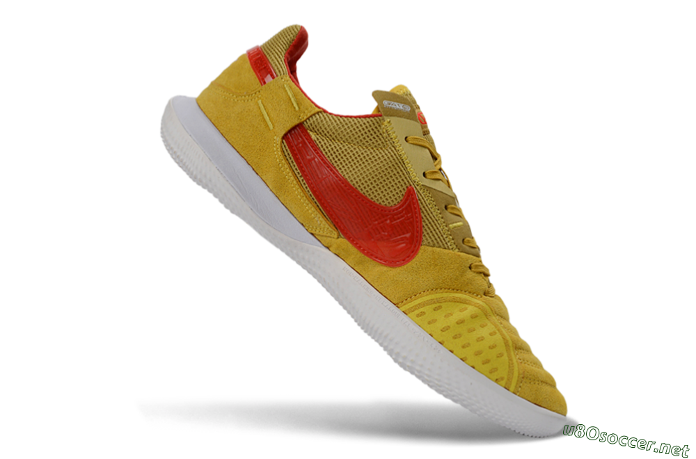 Unisex Nike Street Gato IC Football Shoes - Yellow/Solar Yellow/Crimson Red 4