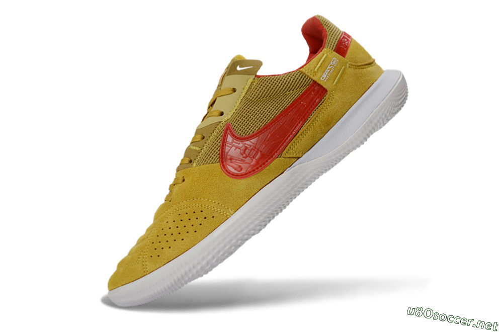 Unisex Nike Street Gato IC Football Shoes - Yellow/Solar Yellow/Crimson Red 5