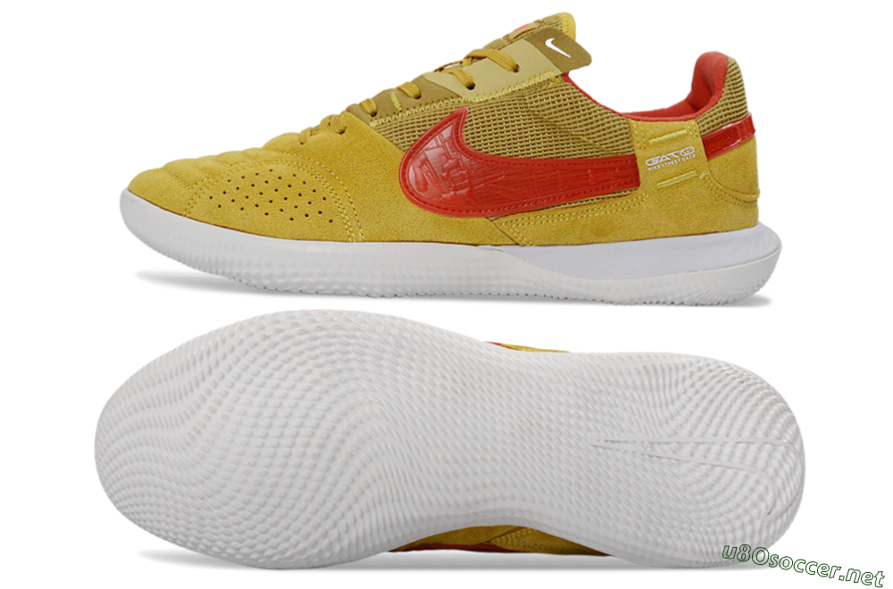 Unisex Nike Street Gato IC Football Shoes - Yellow/Solar Yellow/Crimson Red 1