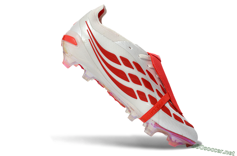 Unisex Adidas Predator 26 Elite Fold-Over Tongue FG Football Boots - White/Electric Red/Steel Gray 4