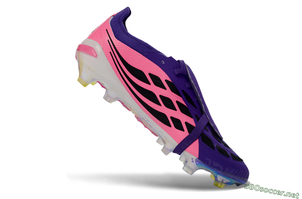 Unisex Adidas Predator 26 Elite Fold-Over Tongue FG Football Boots - Purple/Neon Pink/Black 4