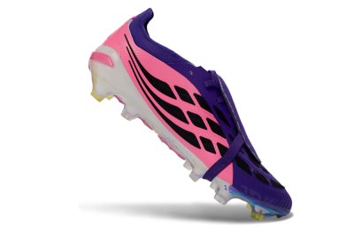 Unisex Adidas Predator 26 Elite Fold-Over Tongue FG Football Boots - Purple/Neon Pink/Black