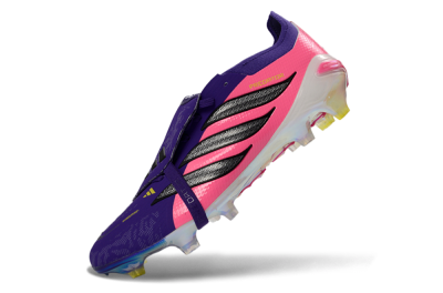 Unisex Adidas Predator 26 Elite Fold-Over Tongue FG Football Boots - Purple/Neon Pink/Black