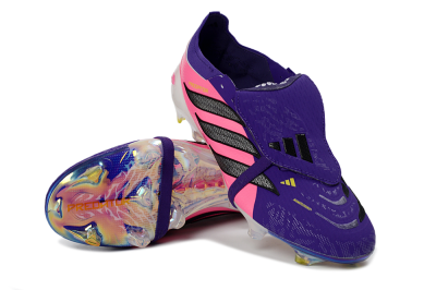 Unisex Adidas Predator 26 Elite Fold-Over Tongue FG Football Boots - Purple/Neon Pink/Black