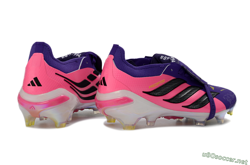 Unisex Adidas Predator 26 Elite Fold-Over Tongue FG Football Boots - Purple/Neon Pink/Black 6