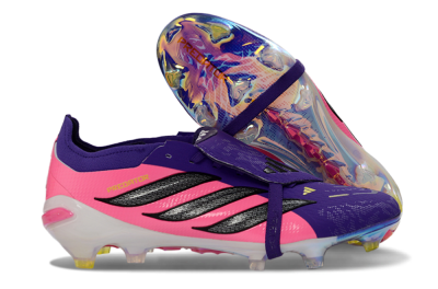 Unisex Adidas Predator 26 Elite Fold-Over Tongue FG Football Boots - Purple/Neon Pink/Black