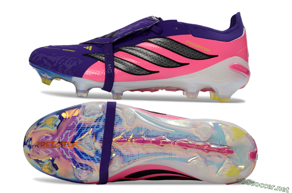 Unisex Adidas Predator 26 Elite Fold-Over Tongue FG Football Boots - Purple/Neon Pink/Black 1