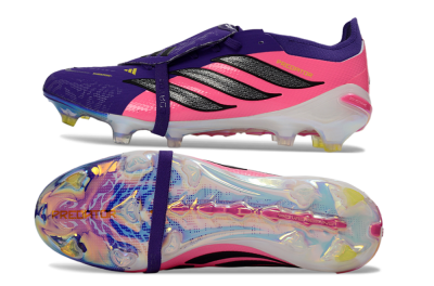 Unisex Adidas Predator 26 Elite Fold-Over Tongue FG Football Boots - Purple/Neon Pink/Black