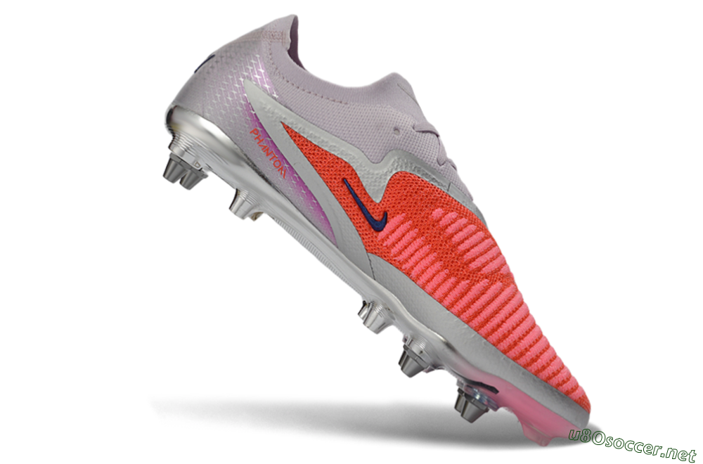 Men's Nike Phantom 6 Elite Low SG Football Boots - Pink/Electric Orange/Silver 4
