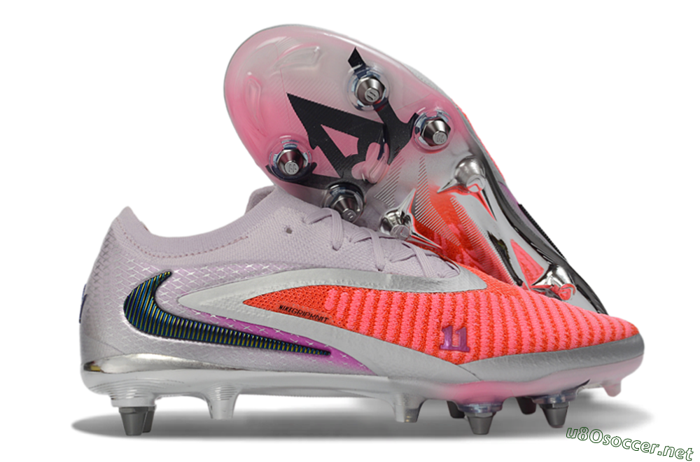 Men's Nike Phantom 6 Elite Low SG Football Boots - Pink/Electric Orange/Silver 2