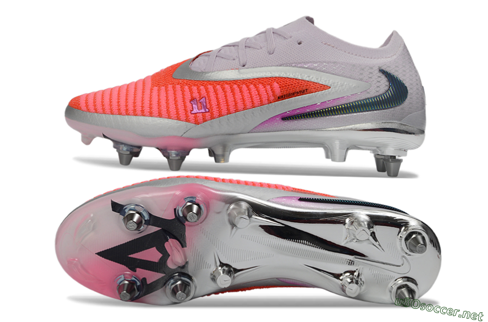 Men's Nike Phantom 6 Elite Low SG Football Boots - Pink/Electric Orange/Silver 1