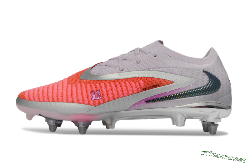 Men's Nike Phantom 6 Elite Low SG Football Boots - Pink/Electric Orange/Silver 0