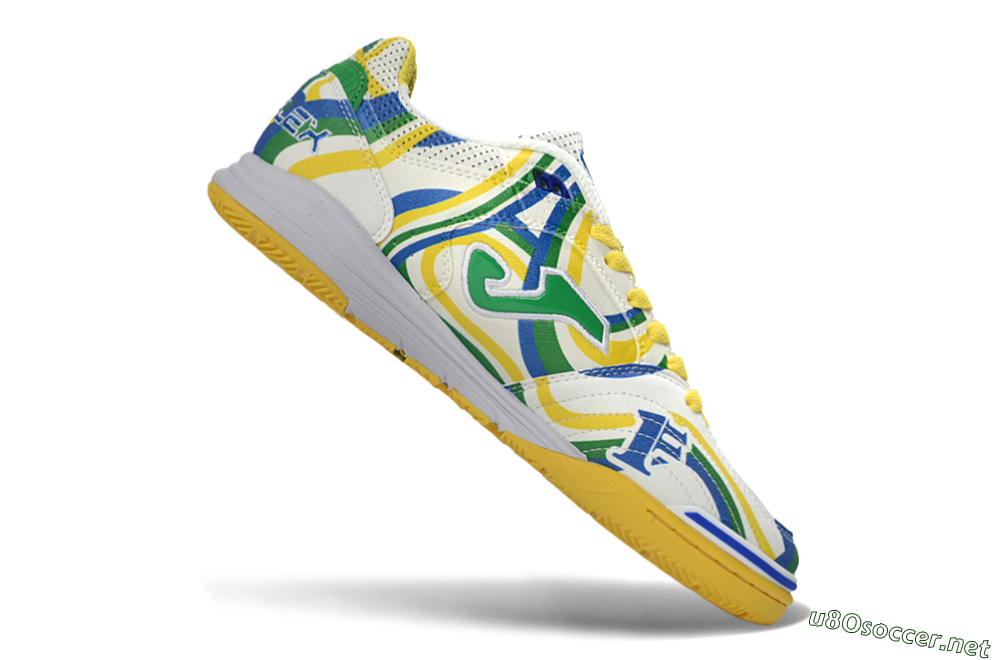 Men's Joma Top Flex IC Football Shoes - Yellow/Vibrant Green/Blue Wave 4