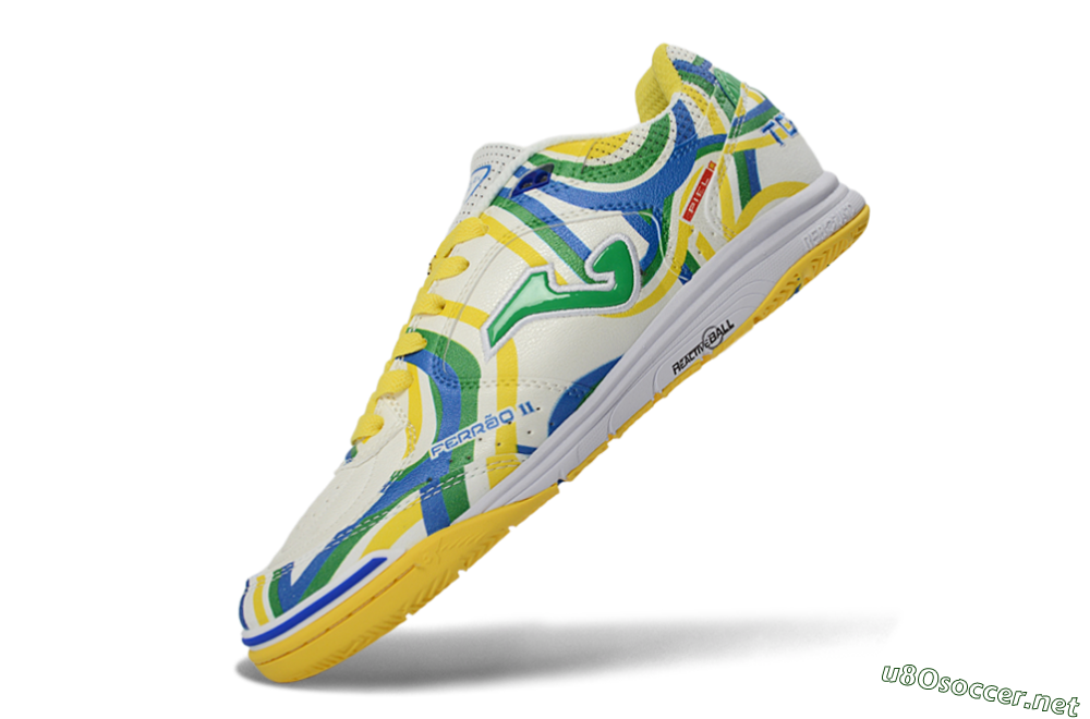 Men's Joma Top Flex IC Football Shoes - Yellow/Vibrant Green/Blue Wave 5