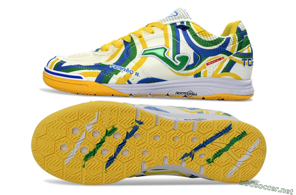 Men's Joma Top Flex IC Football Shoes - Yellow/Vibrant Green/Blue Wave 1