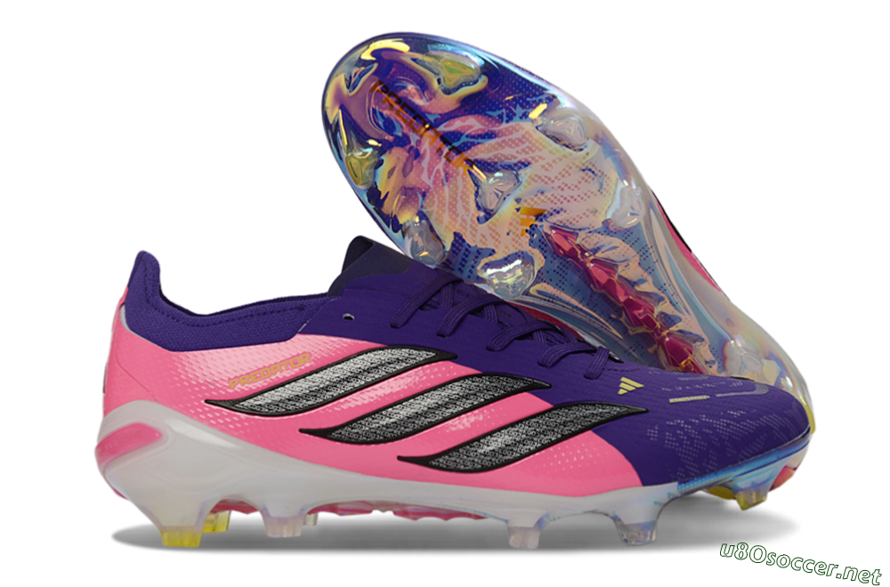 Unisex Adidas Predator 26 Elite FG Football Boots - Purple/Vibrant Pink/Black 2