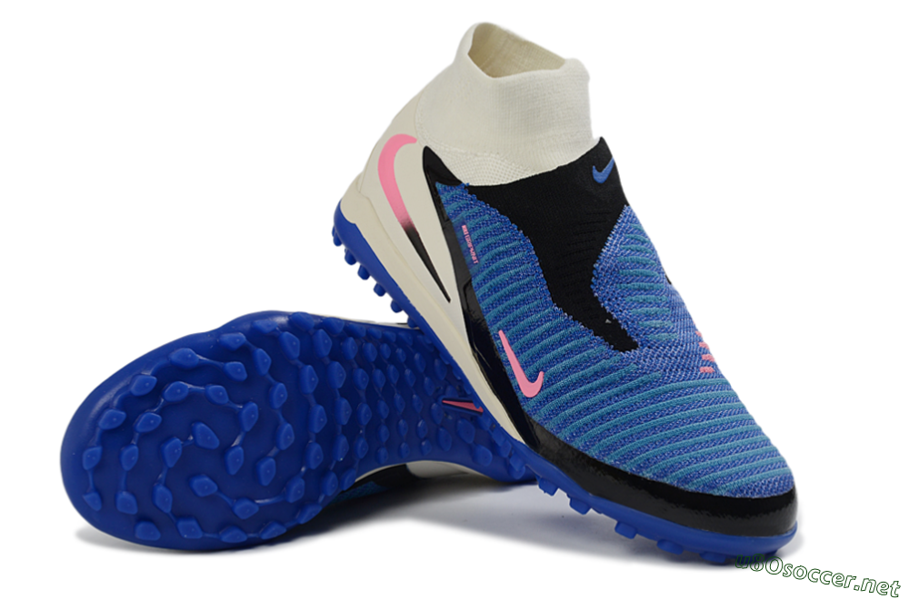 Unisex Nike Phantom 6 Elite High TF Football Shoes - Blue/Electric Blue/Fuchsia Pink 3