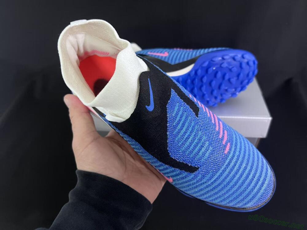 Unisex Nike Phantom 6 Elite High TF Football Shoes - Blue/Electric Blue/Fuchsia Pink
