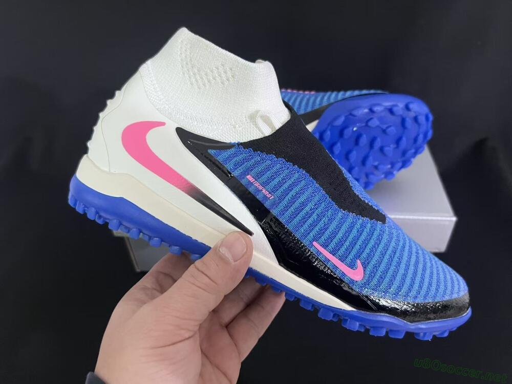 Unisex Nike Phantom 6 Elite High TF Football Shoes - Blue/Electric Blue/Fuchsia Pink