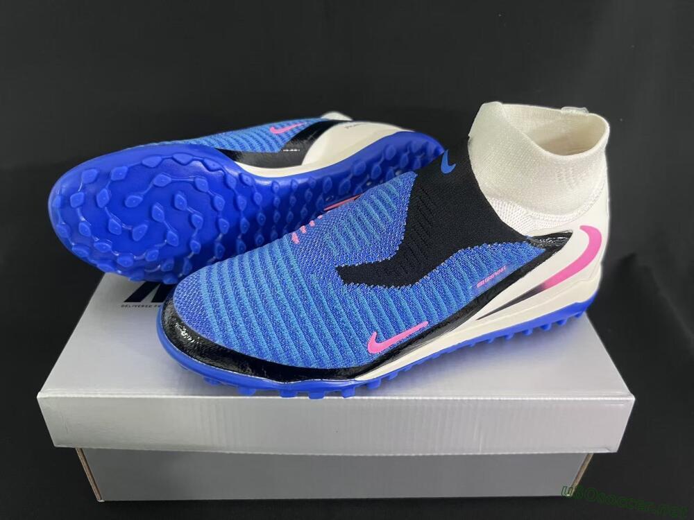 Unisex Nike Phantom 6 Elite High TF Football Shoes - Blue/Electric Blue/Fuchsia Pink