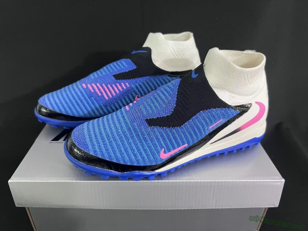 Unisex Nike Phantom 6 Elite High TF Football Shoes - Blue/Electric Blue/Fuchsia Pink