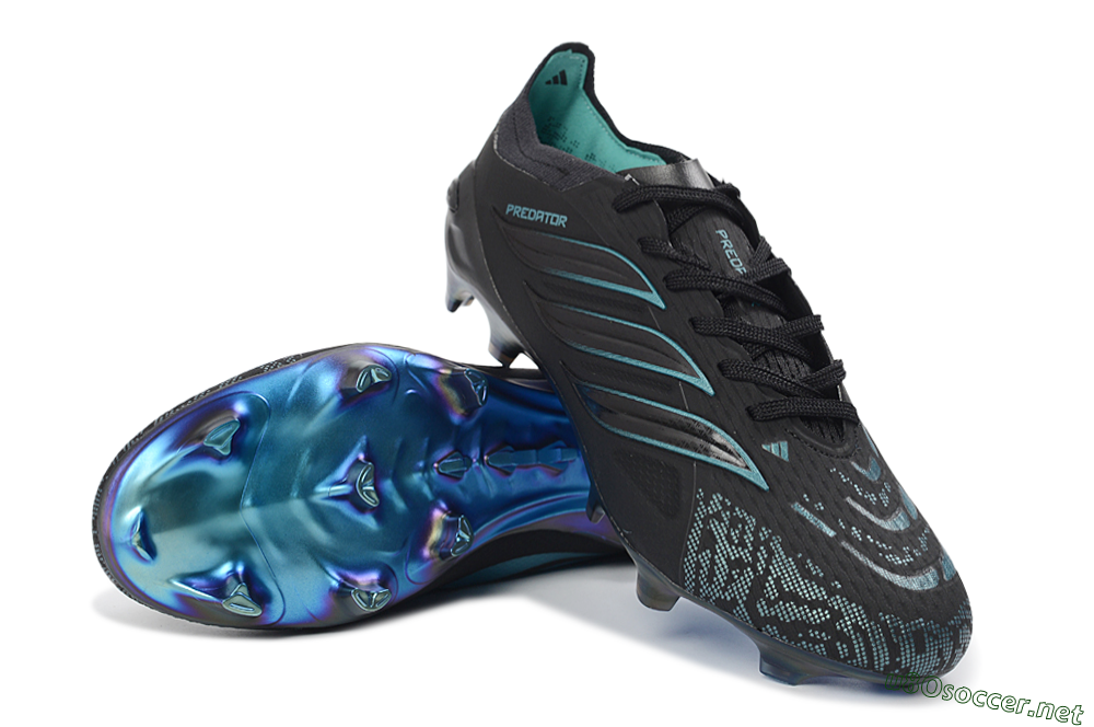 Men's Adidas Predator 26 Elite FG Football Boots - Black/Teal Burst/Iridescent Blue 3