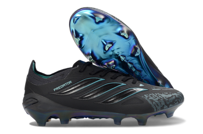 Men's Adidas Predator 26 Elite FG Football Boots - Black/Teal Burst/Iridescent Blue