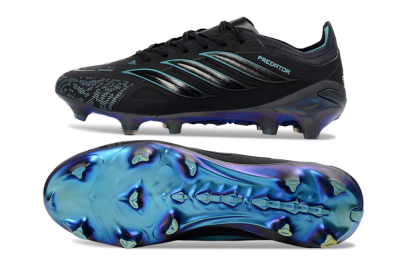 Men's Adidas Predator 26 Elite FG Football Boots - Black/Teal Burst/Iridescent Blue