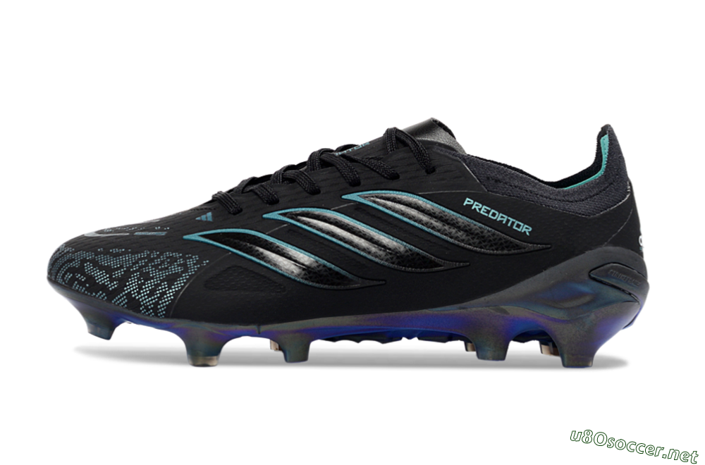 Men's Adidas Predator 26 Elite FG Football Boots - Black/Teal Burst/Iridescent Blue 0