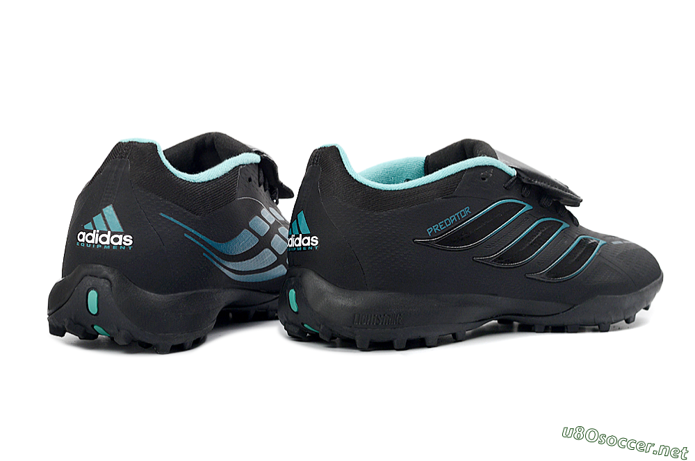 Men's Adidas Predator 26 Elite Fold-Over Tongue TF Football Shoes - Black/Aqua Blue/Metallic Silver 6