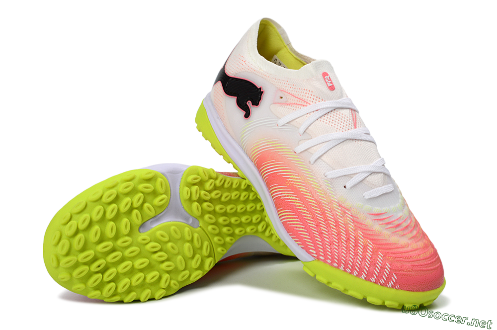 Men's Puma Future 8 Ultimate TF Football Shoes - Pink/Lime Green/White 3