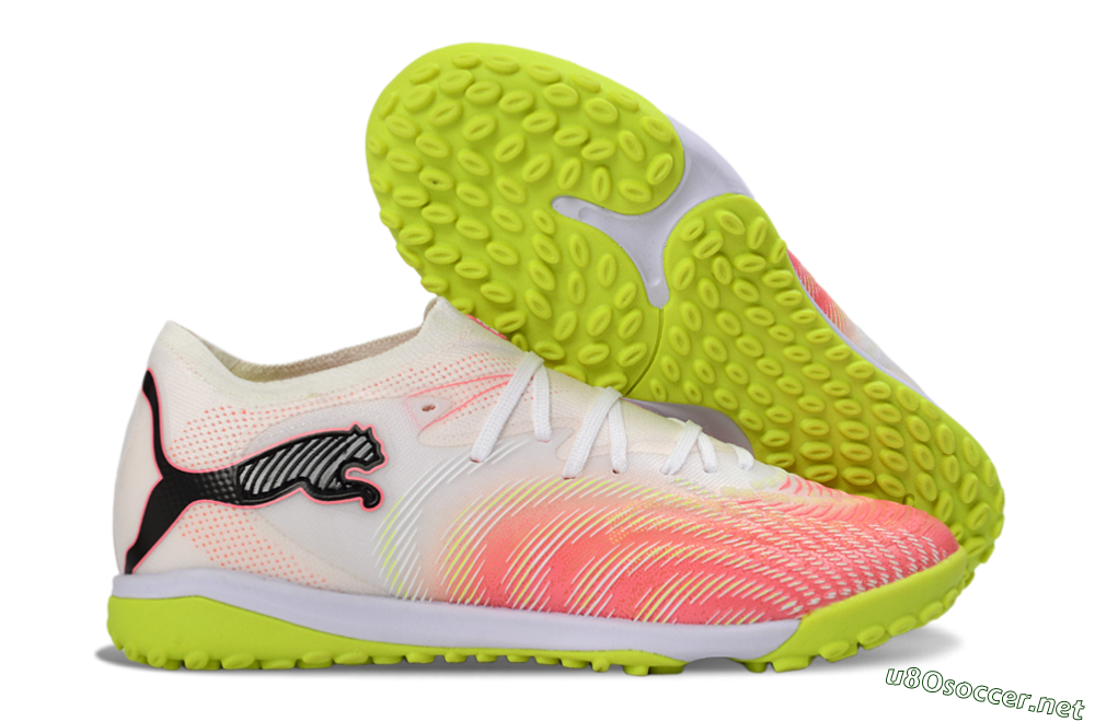 Men's Puma Future 8 Ultimate TF Football Shoes - Pink/Lime Green/White 2
