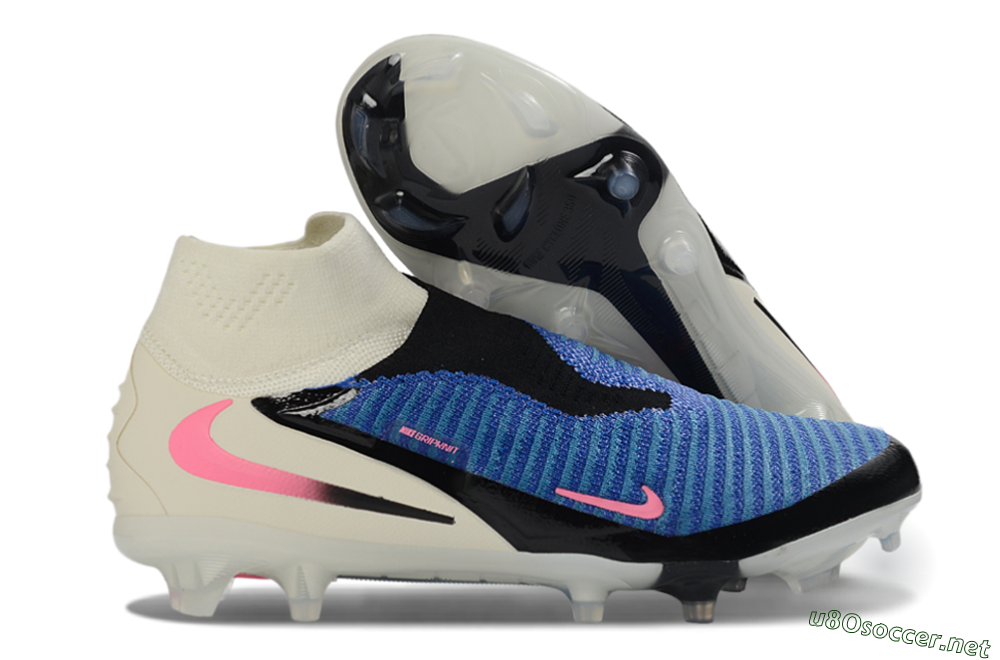 Unisex Nike Phantom 6 Elite High FG Football Boots - Blue/Electric Blue/Neon Pink 2