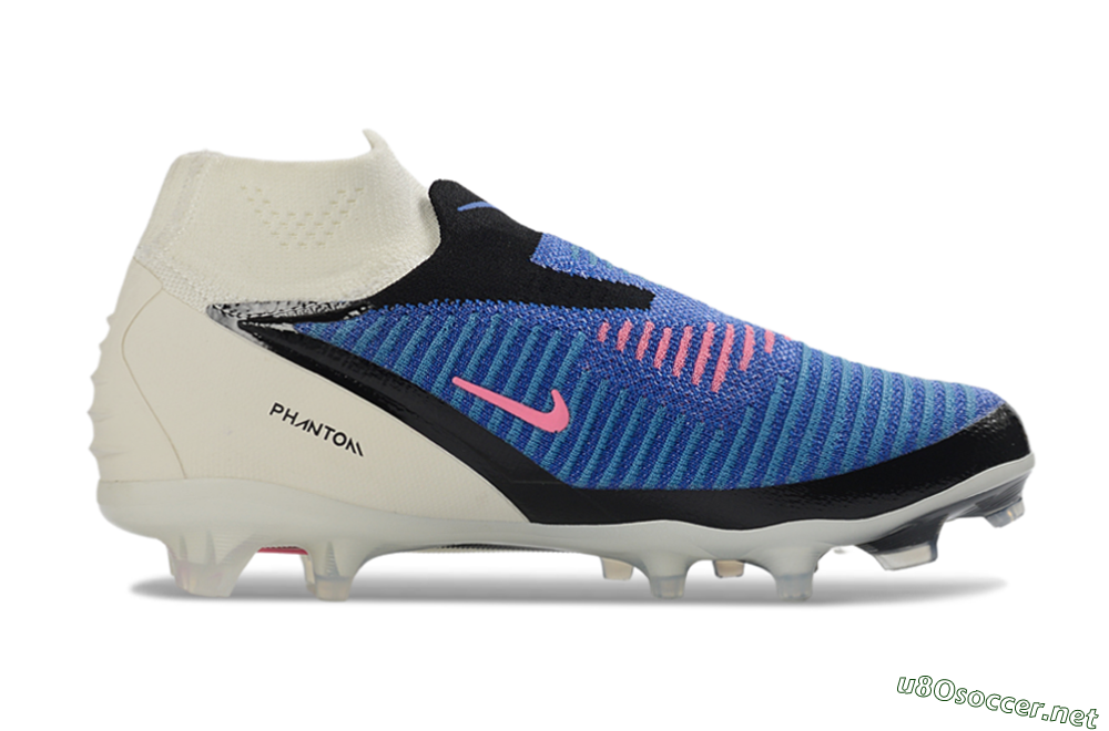 Unisex Nike Phantom 6 Elite High FG Football Boots - Blue/Electric Blue/Neon Pink 7