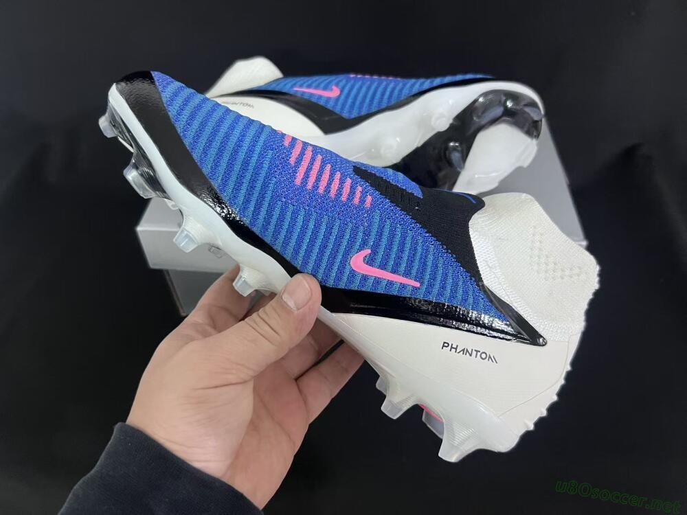 Unisex Nike Phantom 6 Elite High FG Football Boots - Blue/Electric Blue/Neon Pink