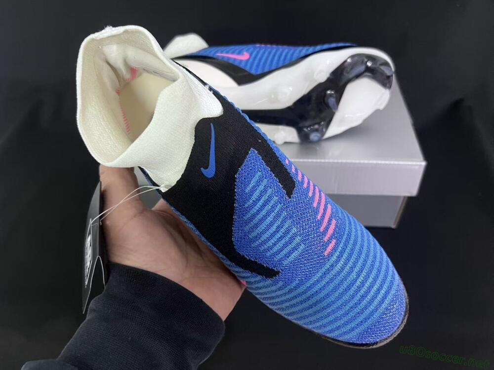 Unisex Nike Phantom 6 Elite High FG Football Boots - Blue/Electric Blue/Neon Pink