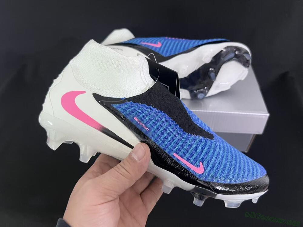 Unisex Nike Phantom 6 Elite High FG Football Boots - Blue/Electric Blue/Neon Pink