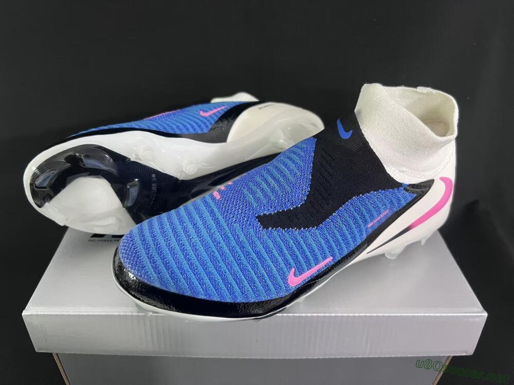 Unisex Nike Phantom 6 Elite High FG Football Boots - Blue/Electric Blue/Neon Pink