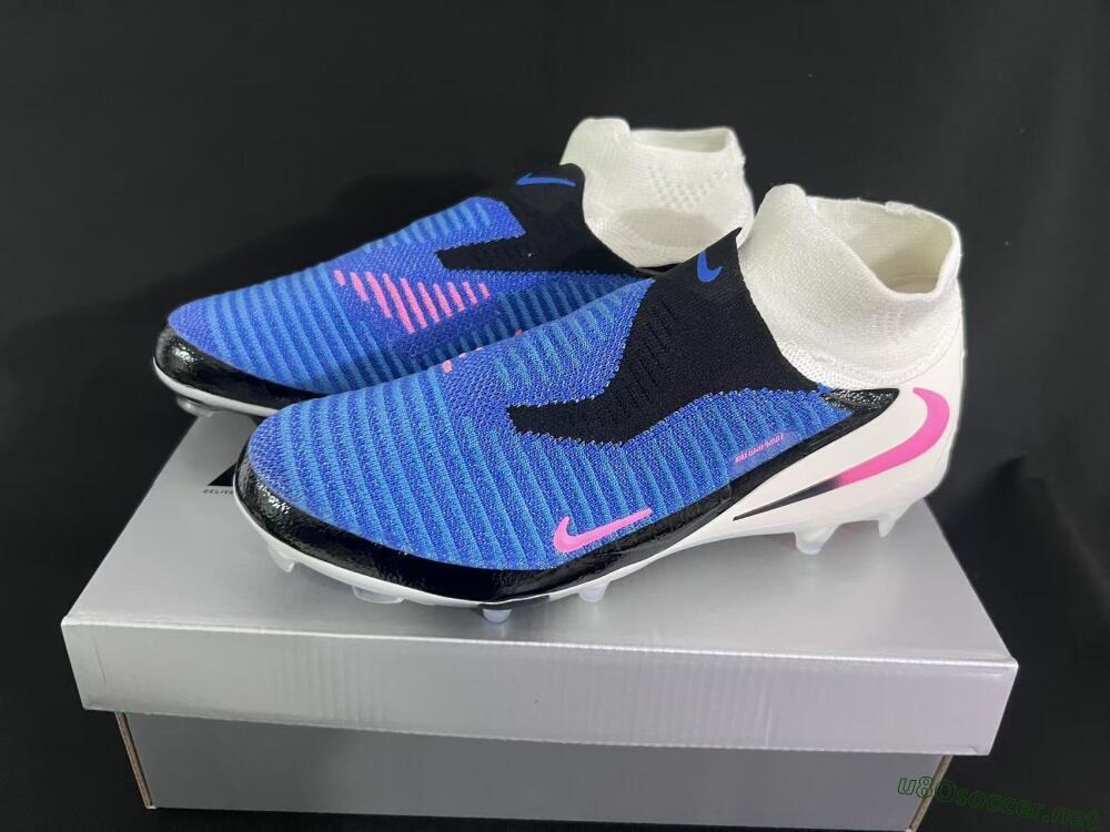 Unisex Nike Phantom 6 Elite High FG Football Boots - Blue/Electric Blue/Neon Pink