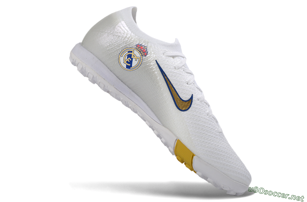 Unisex Nike Air Zoom Mercurial Vapor 16 Elite TF Football Shoes - White/Royal Blue/Metallic Gold 4