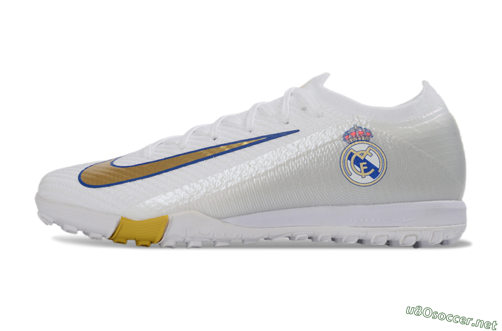 Unisex Nike Air Zoom Mercurial Vapor 16 Elite TF Football Shoes - White/Royal Blue/Metallic Gold 0