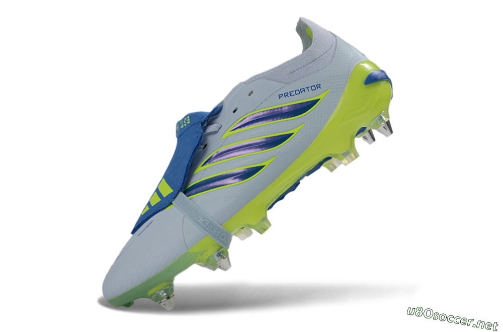 Men's Adidas Predator 26 Elite Fold-Over Tongue SG Football Boots - Blue/Electric Green/Light Blue 5