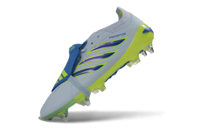 Men's Adidas Predator 26 Elite Fold-Over Tongue SG Football Boots - Blue/Electric Green/Light Blue
