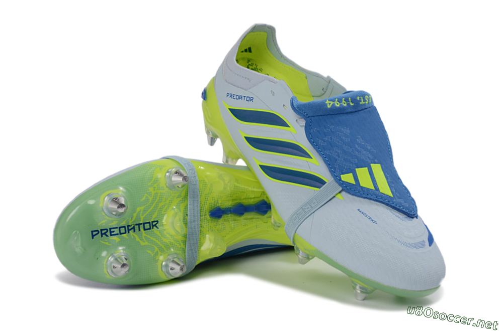 Men's Adidas Predator 26 Elite Fold-Over Tongue SG Football Boots - Blue/Electric Green/Light Blue 3